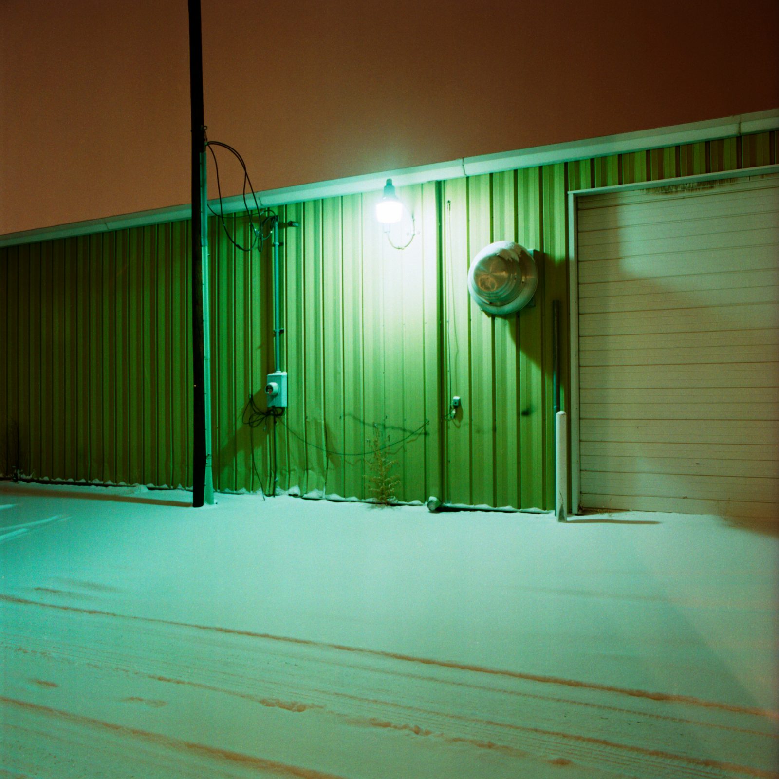 Denver industrial wall during a snowstorm - December 28, 2009