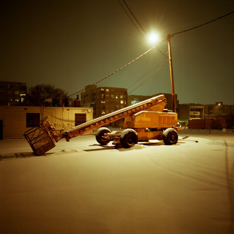 Denver snowstorm at night