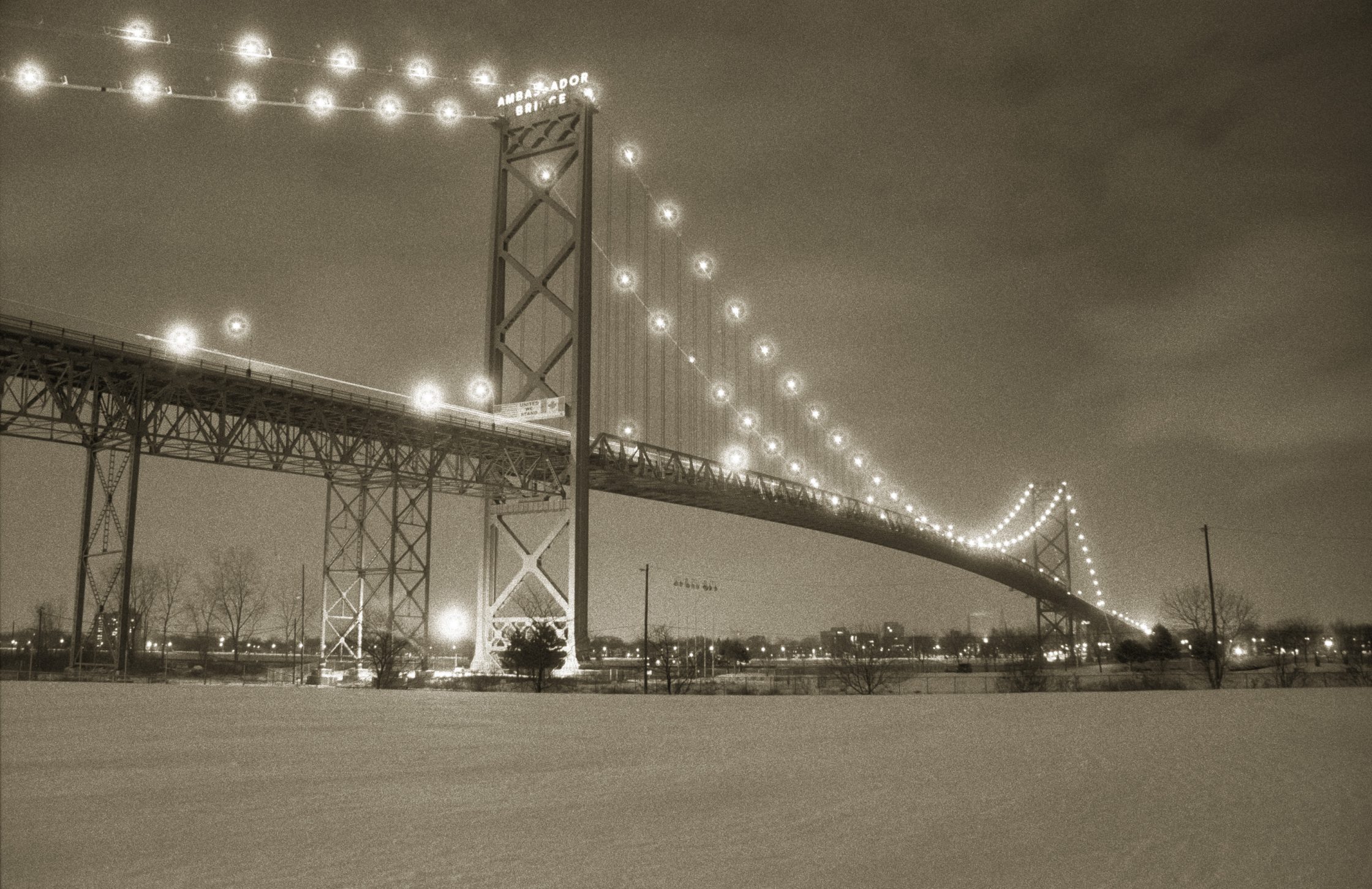 Ambassador Bridge at night