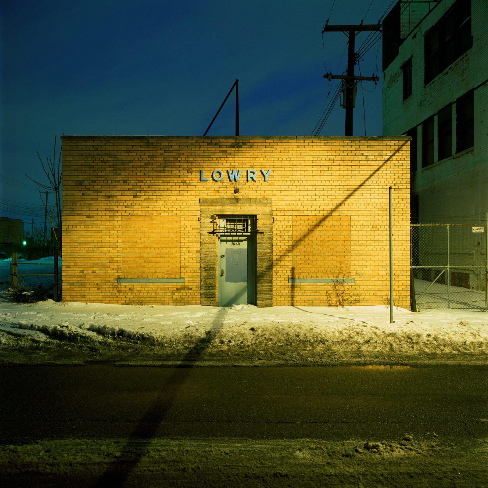 Lowry building at night