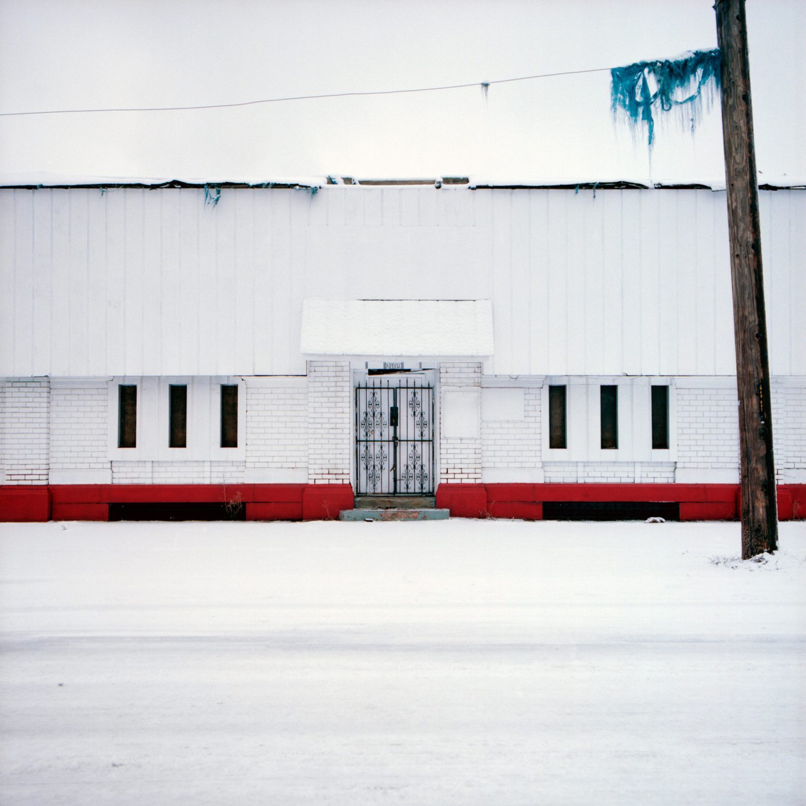 Light industrial building in Detroit in the snow