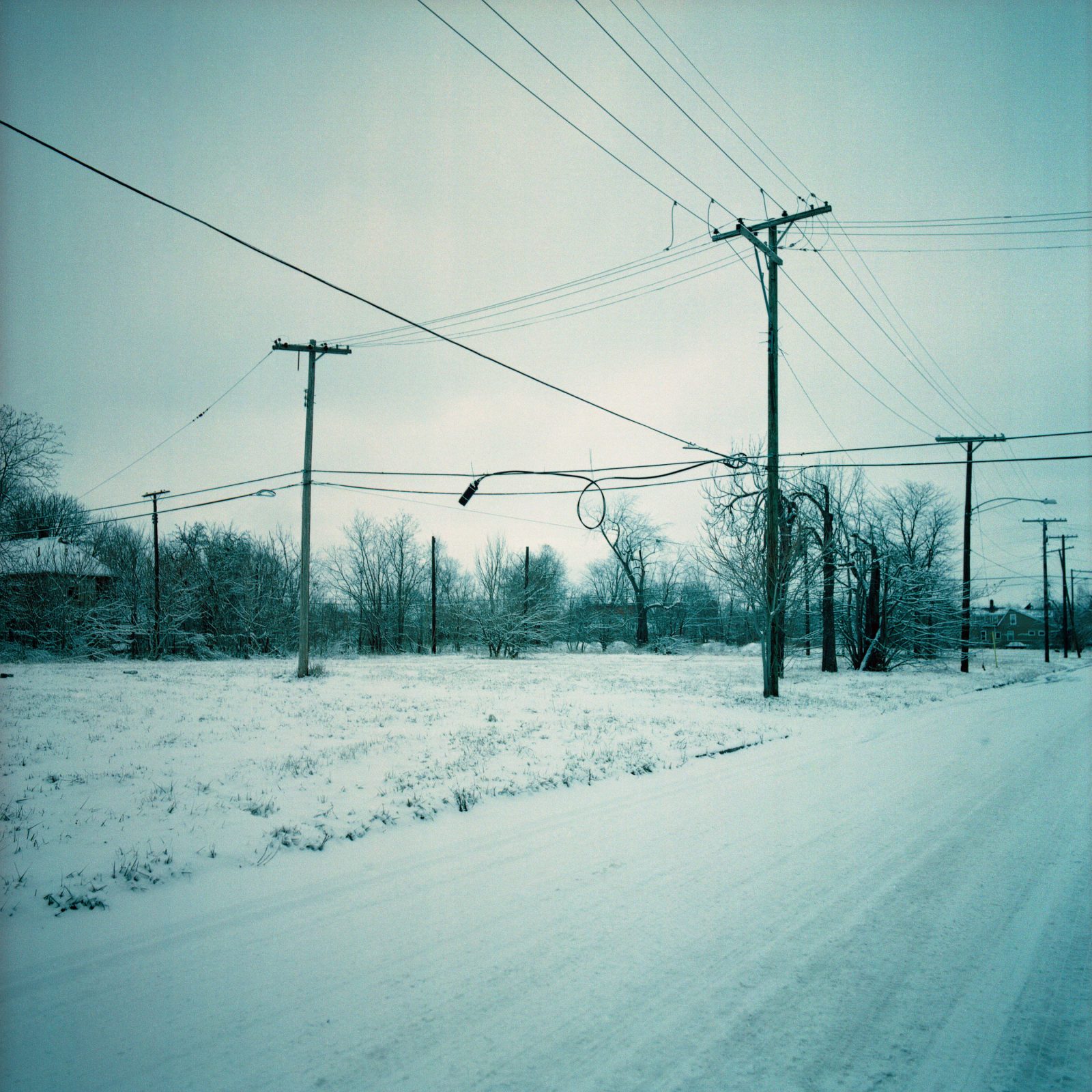 Abandoned East Side neighborhood in winter. Detroit, Michigan.