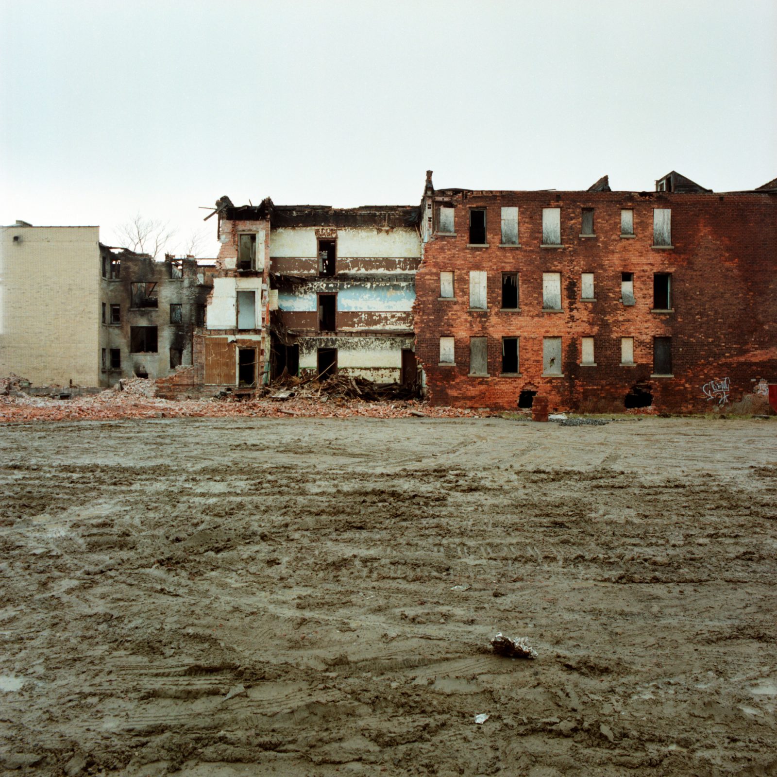 Brush Park housing demolition. Detroit, Michigan.