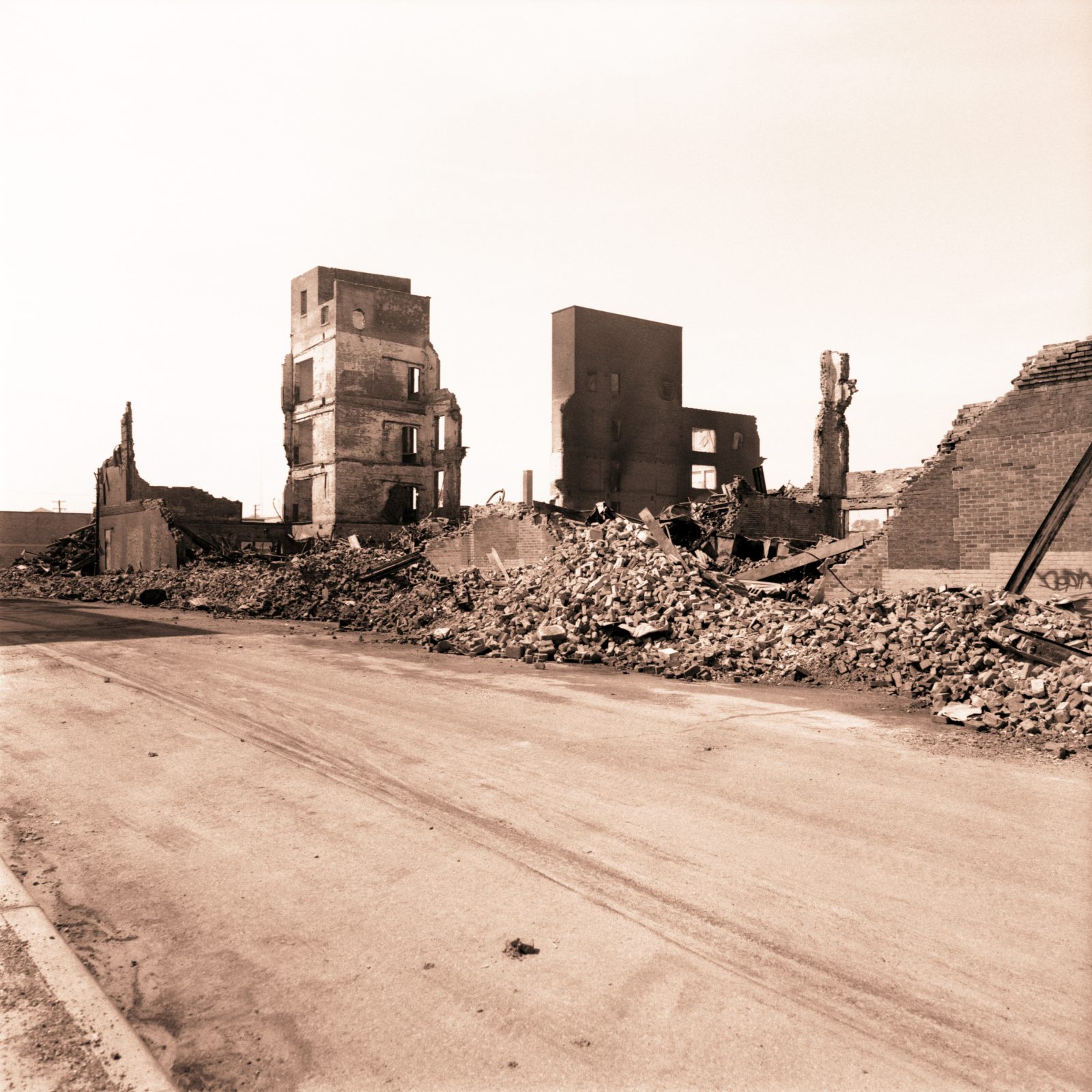 Studebaker Plant after the fire. Detroit, Michigan.