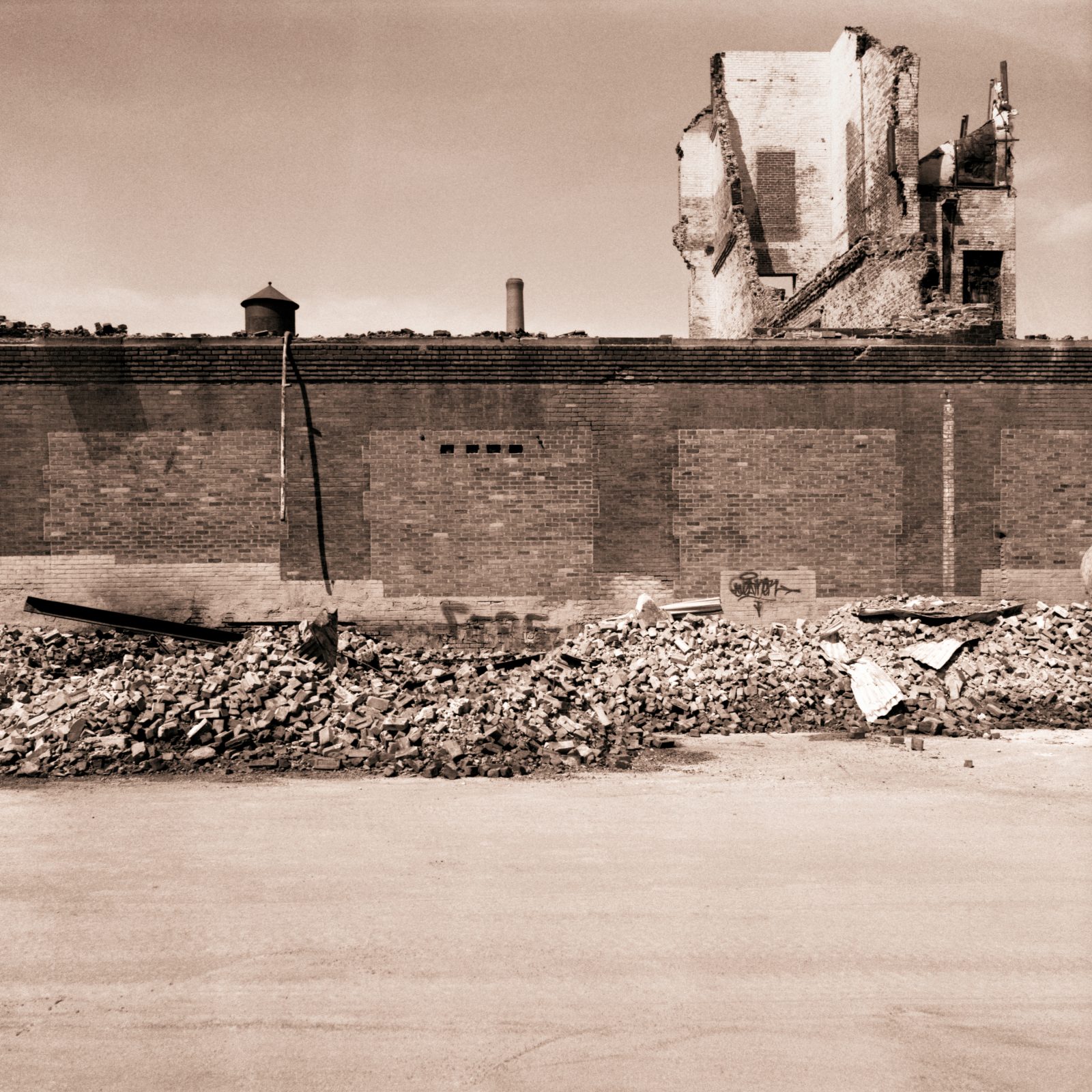 Studebaker Plant after the fire. Detroit, Michigan.