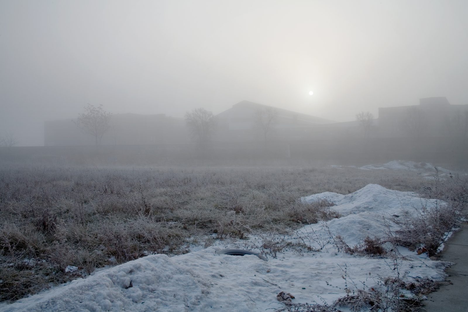 Foggy morning on Detroit's East Side.