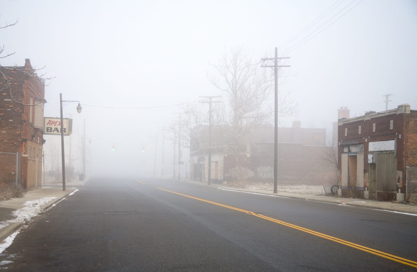 A foggy morning in Detroit