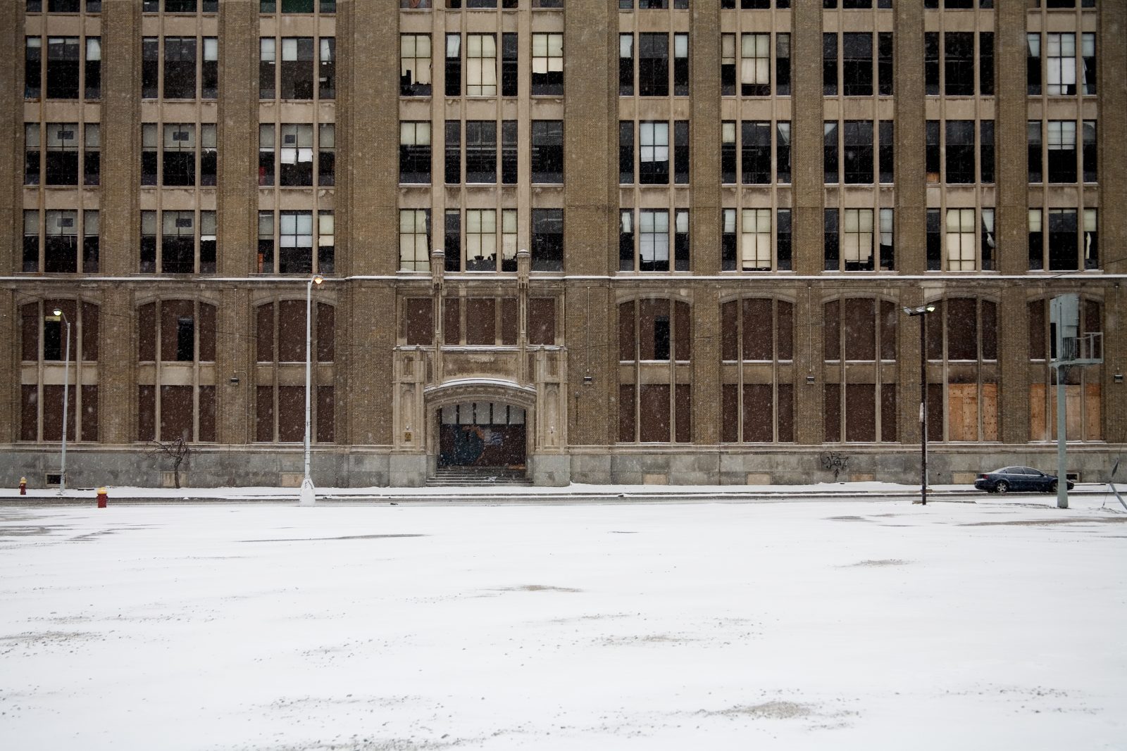 Cass Tech High School. Abandoned in winter. Detroit, Michigan.