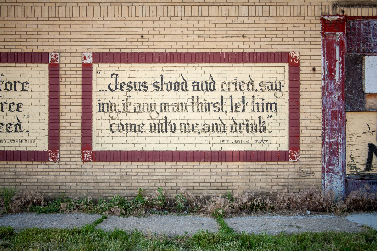 Bible verses on walls. Detroit, Michigan.