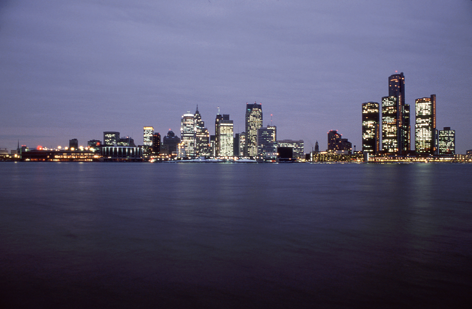 Detroit skyline at night