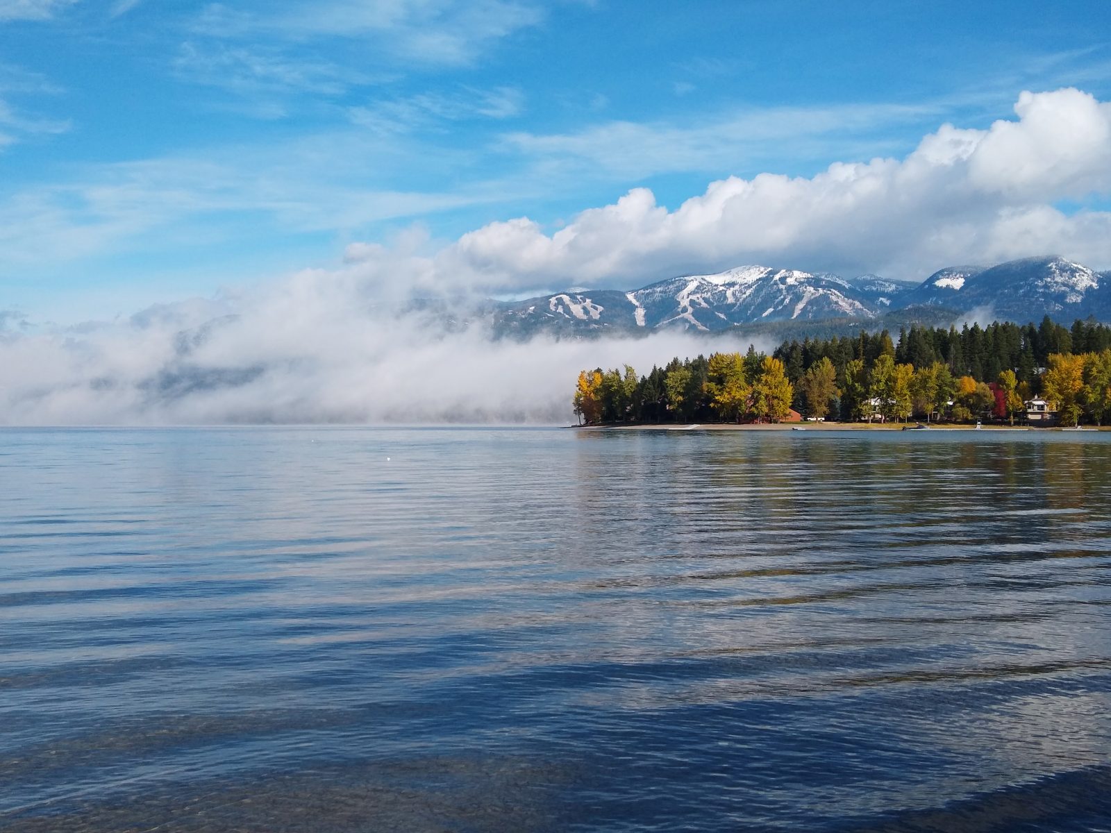 Clearing clouds, Big Mountai, and Whitefish Lake