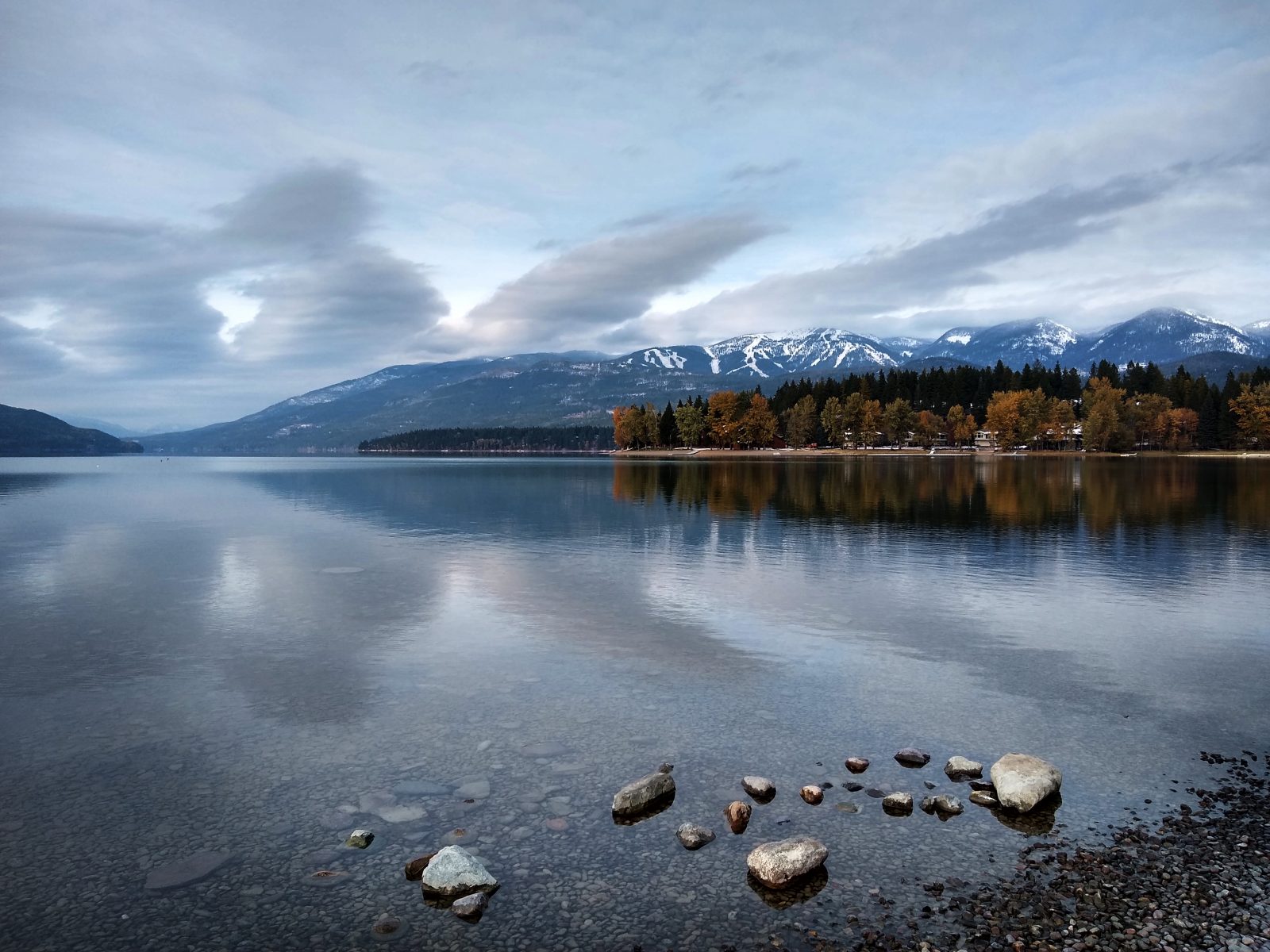 Rocks and clouds at Whitefish Lake